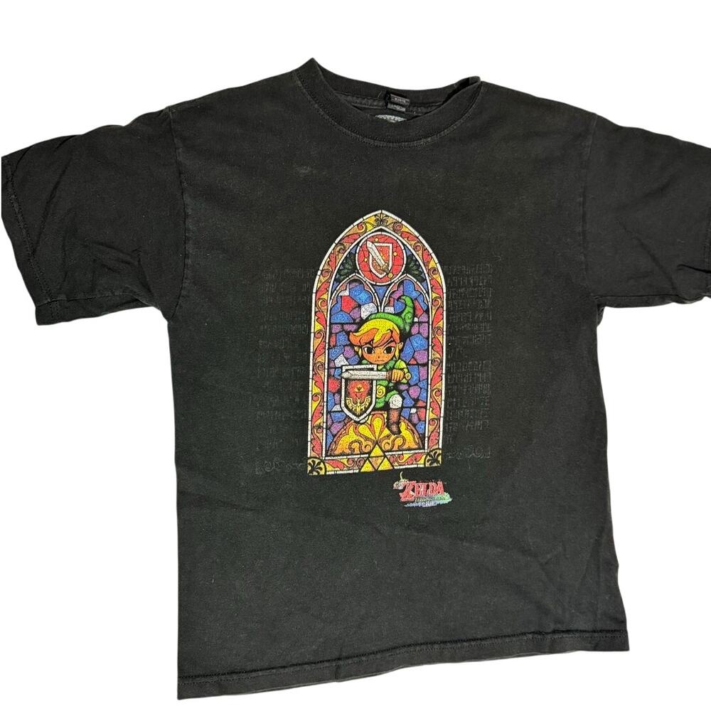 THE LEGEND OF ZELDA WIND WAKER SHIRT — Stained Glass Black Youth Medium 10-12